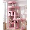 Globlazer S65 Tiragraffi Rosa Stabile per 2-4 Grand Gatti Maine Coon 165 cm | Albero Torre con 2 Grandi Imbottiti Piattaforma, Extralarge Amaca, Grotte, Robusto e Sicuro con Supporto per Grande Gattos