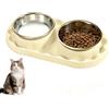 TW1TGOFT Ciotola rialzata per gatti, con paraspruzzi, colore bianco | Ciotola per gatti in acciaio inox, con antiscivolo, adatta per gatti da appartamento, cani di piccola taglia