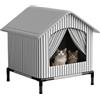Generico Cuccia per Gatti da Esterno Impermeabile, Casetta Rifugio Termica | con Base Rialzata, Tenda Antivento, Cuscino Reversibile per Gatti Randagi e Cani Piccoli, Ideale per Giardino e Terrazzo
