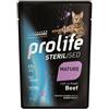 Generico PRO-LIFE Gatto Sterilised Grain Free Mature Beef | alimento umido completo per il gatto anziano e/o sterilizzato, prodotto senza glutine, 12 bustine da 85 grammi l'una.