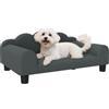 PawHut Divano per Cani Piccoli Morbido in Legno, 66x42x28.5cm, Grigio Scuro | Braccioli di Supporto, Divanetto per Cani, Tessuto French Terry