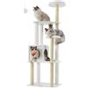 Feandrea WoodyWonders UPCT166W01 - Albero per gatti da interno, 165 cm, moderno, condominio per gatti a più livelli con 5 tiragraffi, posatoio, cuscini rimovibili lavabili e rimovibili, colore: bianco