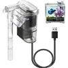 Umllpet Filtro per acquario Hang-on USB, 2,5 W, 250 l/h, regolabile, per acquari | Filtro esterno compatto, funzionamento silenzioso, flusso regolabile, alimentazione di ossigeno a cascata, facile da pulire