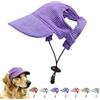GUOMIS Berretto da baseball per cani, regolabile, con cordino e fori per le orecchie, traspirante, leggero, estivo, simpatico cappello parasole per cuccioli e gatti, viola, L