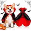 Huanmin Costume Halloween Cane e Gatto Vampiro, Mantello Rosso Nero 50 cm M | Costume da Vampiro per cani Halloween con Collo 24-50 cm e Regolabile Costumi Halloween Cani per Feste, Carnevale e Foto