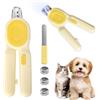YYAQZD Forbici per unghie per gatti con LED e lima per unghie (giallo) | Tagliaunghie in acciaio inox con lima e paraspruzzi, per gatti, cani, conigli, piccoli animali