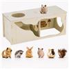 Huiguli Casetta in Legno per Criceti, Casa Multicamera, 30x12x12 cm | Nascondiglio Per Tartarughe Da Terra, Conigli E Porcellini D'India, Accessori Gabbia E Giochi In Legno Senza Fondo