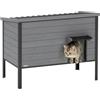 PawHut Capanna gatto legno resistente intemperie grigio chiaro 85x55x70cm | Tetto apribile, fondo rimovibile, cuccia 1-2 gatti fino a 12 kg, interno/esterno, giardino, balcone