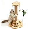 Taurion Albero tiragraffi per gatti, 40 cm, rivestito in sisal, con piastra girevole multistrato, albero tiragraffi con palline, tiragraffi per gatti con piume, per gioco e fitness