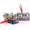 Venchi, Trenino di Natale in Latta, 11 Cioccolatini, Senza Glutine, 138 g | Cioccolatini Assortiti Cream&Crunchy Fondente, Chocobiscuit e Nougatine, Collezione Vintage Dream, Decorazione Natalizia
