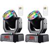 wecan 2 mini proiettori a testa mobile per illuminazione DJ: proiettore LED a fascio, faretto e motivo Gobo, illuminazione per palcoscenico da sera