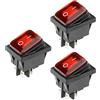 ETOPARS 3 Pezzi 12V 20A Interruttore A Bilanciere Rotondo per Auto | Luminoso a LED Rosso Nebbia Interruttore a levetta Impermeabile Rotondi Pulsante 4 Pin ON OFF DPST
