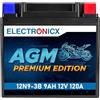 Electronicx AGM Batteria Moto 12N9-3B 12V 9Ah 120A - Sigillata, compatta e senza manutenzione - Avviamento potente per scooter, moto, quad, ATV, jetski e veicoli powersport