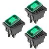 ETOPARS 3 Pezzi 12V 20A Interruttore A Bilanciere Rotondo per Auto | Luminoso a LED Verde Nebbia Interruttore a levetta Impermeabile Rotondi Pulsante 4 Pin ON OFF DPST