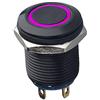 Mintice Cassa Nera 12mm LED Viola Luce Momentaneo Interruttore a Pulsante | 2A Interruttore a Bilanciere Bottone Barca Auto Impermeabile 2Pin 250V