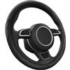 VBGURR Coprivolante in pelle, protezione per volante antiscivolo e traspirante per donne e uomini, universale 15 pollici (38 cm) elastico elegante e inodore, accessori per auto per auto, camion, SUV (nero)