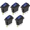 ETOPARS 5 Pezzi 12V 20A Interruttore A Bilanciere Rotondo per Auto | Luminoso a LED Blu Interruttore a levetta Impermeabile Rotondi Pulsante 3 Pin ON off Elettrico