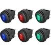ETOPARS 6 Pezzi 12V 20A Interruttore A Bilanciere Rotondo per Auto | Indicatore Luminoso a LED Blu Rosso Verde Interruttore a levetta Impermeabile Rotondi Pulsante 3 Pin ON off