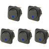 ESUPPORT E Support 5 X 12V 25A Interruttore Auto On off Interruttore a Bilanciere Interruttore Pulsante Blu Illuminato LED 25mm Cruscotto