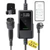 dé Carichino Auto Elettrica App 3,7kW 12,5m 6-16A Colonnina Ricarica Schuko | Plug & Play con display LCD, IP66 e RCD Type A 30mA AC + 6mA DC, Caricatore Auto Elettrica Tipo 2 per EV/PHEV, Nero