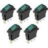 ETOPARS 5 Pezzi 12V 20A Interruttore A Bilanciere Rotondo per Auto | Luminoso a LED Verde Interruttore a levetta Impermeabile Rotondi Pulsante 3 Pin ON off Elettrico