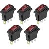 ETOPARS 5 Pezzi 12V 20A Interruttore A Bilanciere Rotondo per Auto | Luminoso a LED Rosso Interruttore a levetta Impermeabile Rotondi Pulsante 3 Pin ON off Elettrico