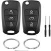 Copiel 2 Pezzi 3 Tasti Guscio Chiave Compatibile con Hyundai ix35 ix20 i30 i20 i10 e Kia Sportage Soul Ceed Rio Picanto Venga Telecomando Custodia Ricambio Auto Chiave Cover Guscio pieghevole per chiave auto