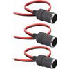 Kirunvia 3 Prese Accendisigari Femmina 18 AWG Cavo Aperto 12V 24V 30cm Ricambio | Rame Stagnato 120W, Polarità Rosso/Nero, Fili Nudi Spellati per Saldatura, Compatibile Dashcam, GPS, Auto, Moto e Barca