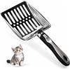 JAPORIA Paletta per Lettiera Gatto, Paletta Lettiera Gatto Acciaio Inox, Nero | Paletta Lettiera Gatto Acciaio Inox con Rete, per Cassettina, Manico Nero, Robusta, Antiruggine