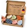 Montoi Pietre Sensoriali Set da 6 - Worry Stones Tattili Bambini e Adulti - Fidget Toys Antistress in Silicone - Gioco Montessori senza BPA dai 3 Anni - Inodori e Lavabili, Ufficio o Scuola