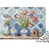 6N2X9A4S Vaso Ceramica Tulipani Puzzle 1000 Pezzi Carta Puzzle per Adulti Stile Country Natura Morta Floreale Arredo Casa Relax Regalo Famiglia 70x50cm/1000pcs