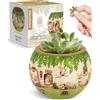 PieceRelax 3D Puzzle Vaso da Pianta - SMART - Happy Reading [K1102], 80 pezzi, piccolo vaso rotondo con drenaggio, ideale per cactus e succulente