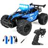 MaxBinTon Macchina Telecomandata 1:16, Fuoristrada, Blu | 2 batterie da 60 min, 20 km/h, 2,4 GHz 5 canali senza interferenze, fari a LED, lega