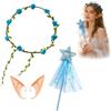 JOVYTH Coroncina di Fiori Costume Set, 3 Pezzi con Corona Floreale e Orecchie da Elfo, Perfetto per Halloween, Carnevale e Feste a Tema, Leggero e Comodo da Indossare