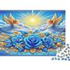 OERSZGINHFNH Figura Angelo Puzzle 1000 Pezzi Carta per Adulti Rose Blu Arte Relax Attività Famiglia Regalo Casa 38x26cm/1000pcs