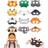 BIVYAX 12 Maschere Decorativi, Maschere Animali in Feltro, Include Tigre, Scimmia, Koala e Coccodrillo, per Feste a Tema Giungla, Halloween e Eventi in Costume