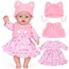 Carreuty Abbigliamento per bambole da 35-43 cm, regalo per bambini | 4 vestiti per bambole da 35,6 a 43,2 cm, con vestiti per bambole, gilet e cappello 3D