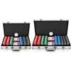 FLM SYSTEM Set Poker Completo con Valigetta in Alluminio - 500 Fiches Numerate, 2 Mazzi di Carte, 5 Dadi, Dealer e Chiavi, Set da Poker con Fiches e Accessori