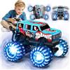 PENGBU RC Monster Truck Dinosauro con pneumatici luminosi, rotazione a 360° e | 100 minuti di gioco, 1/20 monstertruck telecomandato con musica, auto telecomandata Dino da 2,4 GHz, a partire dai 3, 4, 5, 6