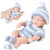 CNAFGBGG Mini Bambole in Silicone, Bambole realistiche per Neonati da 7 Pollici, Silicone Morbido per Tutto Il Corpo con Vestiti, Neonati per Bambini, Blu..