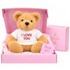 LEIGHT Orsetto di Peluche con maglia bianca I LOVE YOU, 35 cm, Orsacchiotto Morbido con Scatola Regalo Inclusa, Idea Regalo Romantico per San Valentino, Anniversario, Compleanno