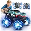 PENGBU RC Auto telecomandata, monstertruck telecomandata con pneumatici luminosi e | Monster Truck da 2,4 GHz con rotazione a 360° e camminata in verticale, tempo di gioco 100 minuti, giocattolo dinosauro 1/20