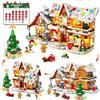 HOGOKIDS Calendario dell'Avvento 3 in 1 Kit di mini costruzioni a pan di zenzero | Villaggio di Natale in Mini Mattoncini con LED e Albero - Countdown di 24 Giorni, Regalo 10+ per Bambini, Ragazzi e Adulti