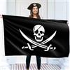 KASKANA Bandiera dei pirati - Bandiera Jolly Roger - Stampa fronte/retro - poliestere 90 g - Doppia cucitura - 2 occhielli in ottone, grandi 1,5 x 0,9 m