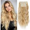 XFSRG 4 Pezzi Extension Capelli a Clip 55 CM Mossi a Ondulati Extension per Capelli con Clip Posticci Lunghi Voluminosi per Donna (#4)