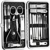 Hontaog 19 Pezzi Set per Manicure Pedicure, Tagliaunghie, Forbici, Strumenti per Pedicure, Accessori per Cura Delle Unghie di Mani e Piedi, Kit Portatile Completo per Cura di Mani e Piedi