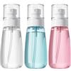 IMLDUY Set 3 Flaconi Spray da Viaggio 100 ml per Liquidi, Approvati per Aereo - Bottiglie Nebulizzatore in Plastica con Etichette e Imbuto, Trasparente, Blu e Rosa
