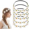 Sorcristy 5 pz margherita fiore fascia corona hippie fascia floreale corona per donne festival matrimonio festa nuziale decorazioni (bianco/giallo/verde)
