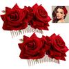 iwobi 2 Pezzi Accessorio per Capelli Rosa,Grande Fermaglio per Capelli Ballerino Flamenco Sposa Clip di Fiori Fermagli per Capelli(Rosso)