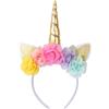 RICUHJIAJU Corno Hairbands, Cerchietto di Unicorno Fantasia, Carino Fasce Unicorno | Cerchietto Unicorno per Carnevale, Halloween, Compleanni e Feste, Accessorio Unicorno per Costume con Corna e Fiori
